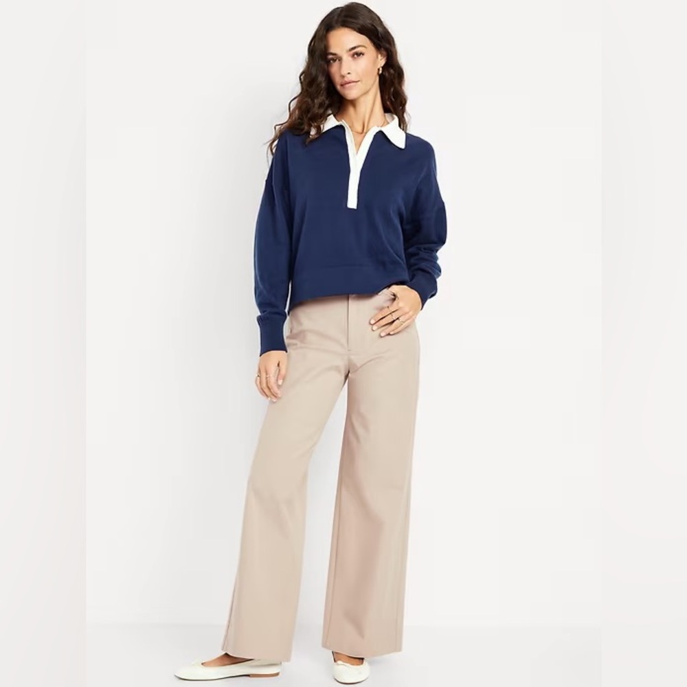 NWT! Old Navy High-Waisted Pixie Super Wide-Leg Pants - 🐛 🩷 #842744 - Picture 2 of 5